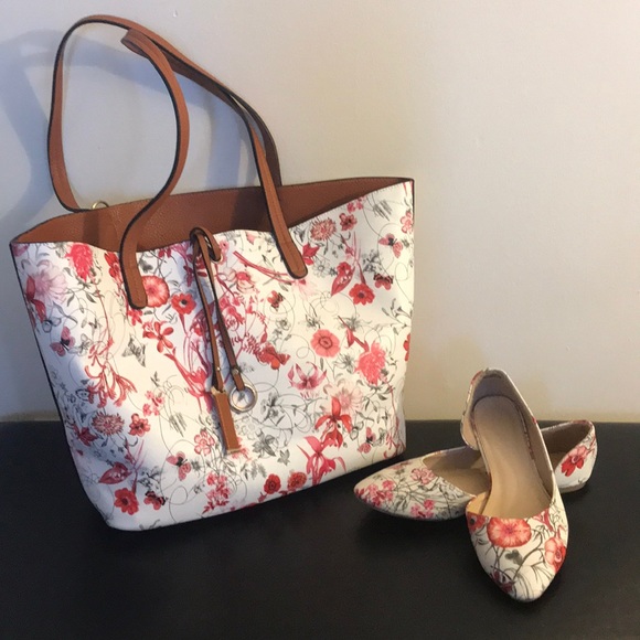 Handbags - 2 in 1 Floral Tote w/ floral flats (sz 6)
